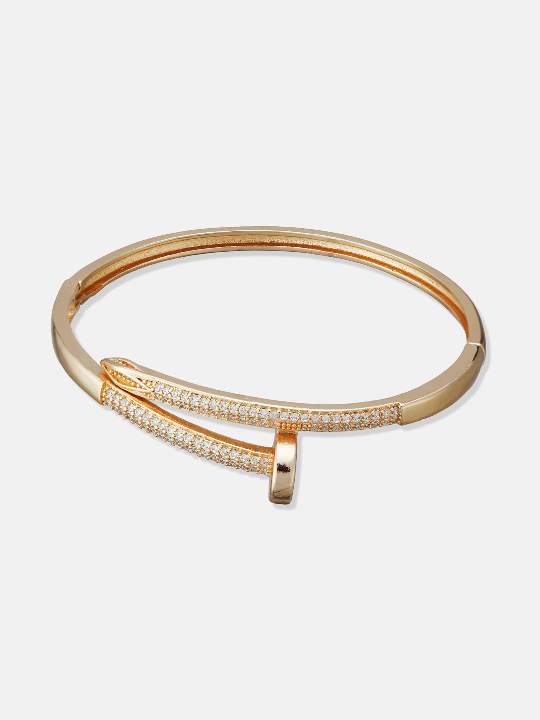 ATIBELLE Women 2 Brass Cubic Zirconia Gold-Plated Bangle-Style Bracelet