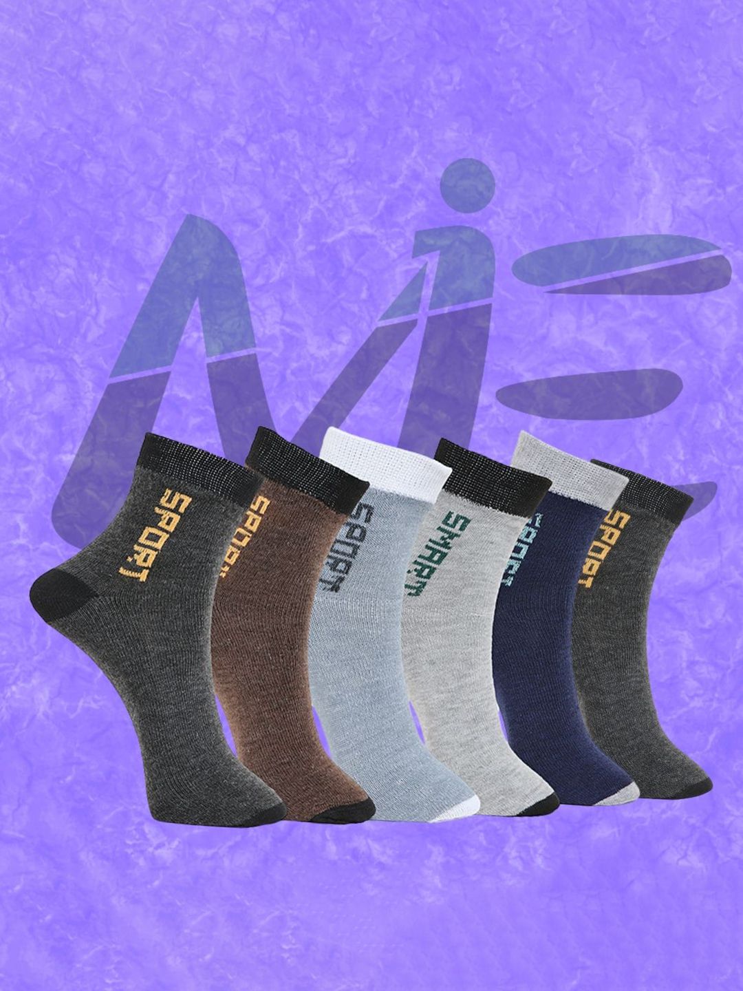 MJE Pack Of 6 Patterned Cotton Ankle Length Socks-picture-19