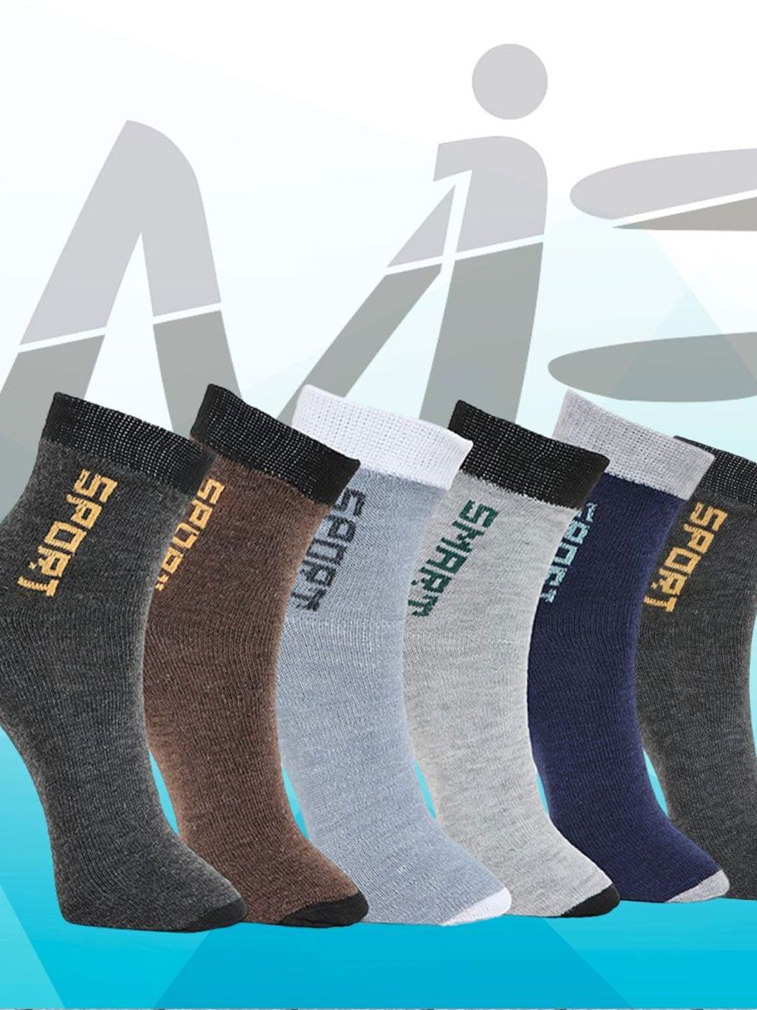 MJE Pack Of 6 Patterned Cotton Ankle Length Socks-picture-25