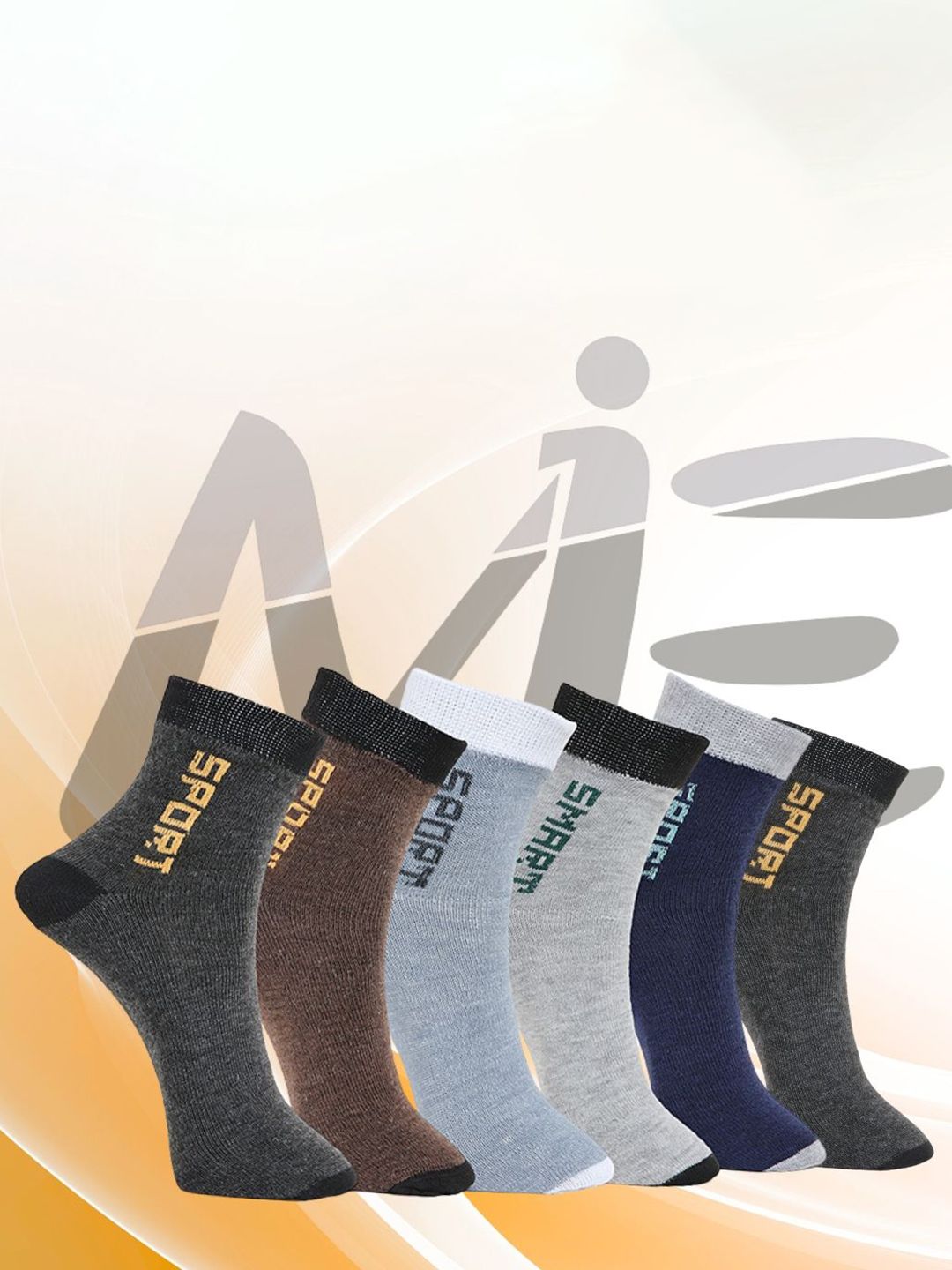 MJE Pack Of 6 Patterned Cotton Ankle Length Socks-picture-10