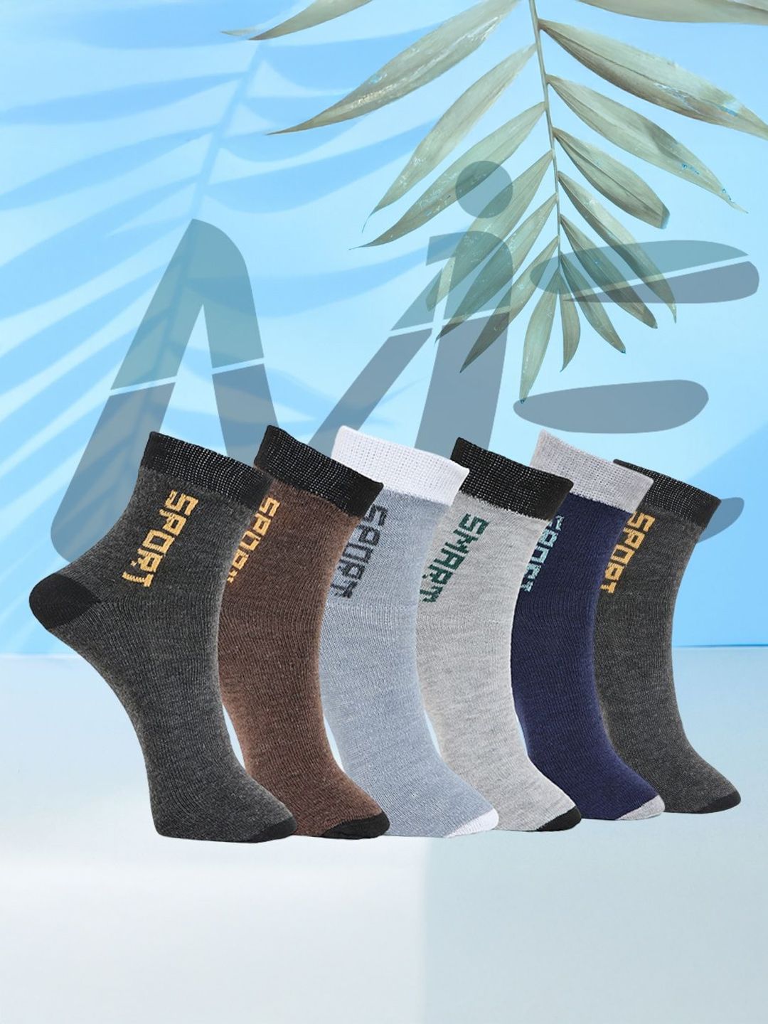MJE Pack Of 6 Patterned Cotton Ankle Length Socks-picture-38