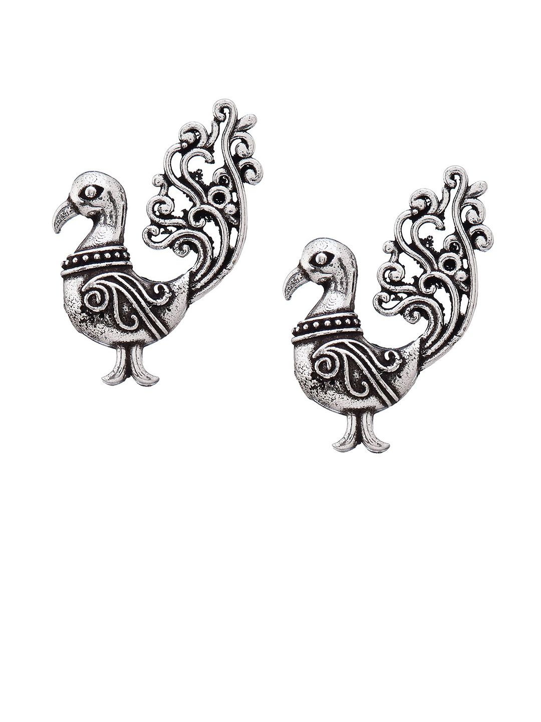 ATIBELLE Set Of 3 Silver-Plated Artificial Stones Studded & Beads Beaded Drop Earrings