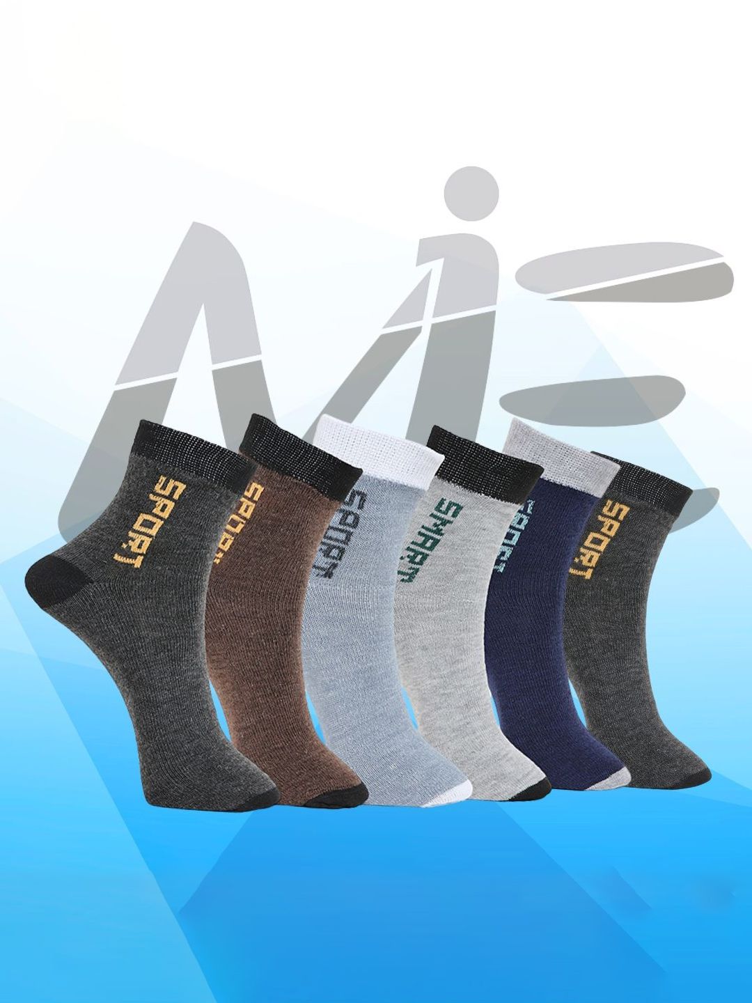 MJE Pack Of 6 Patterned Cotton Ankle Length Socks-picture-18