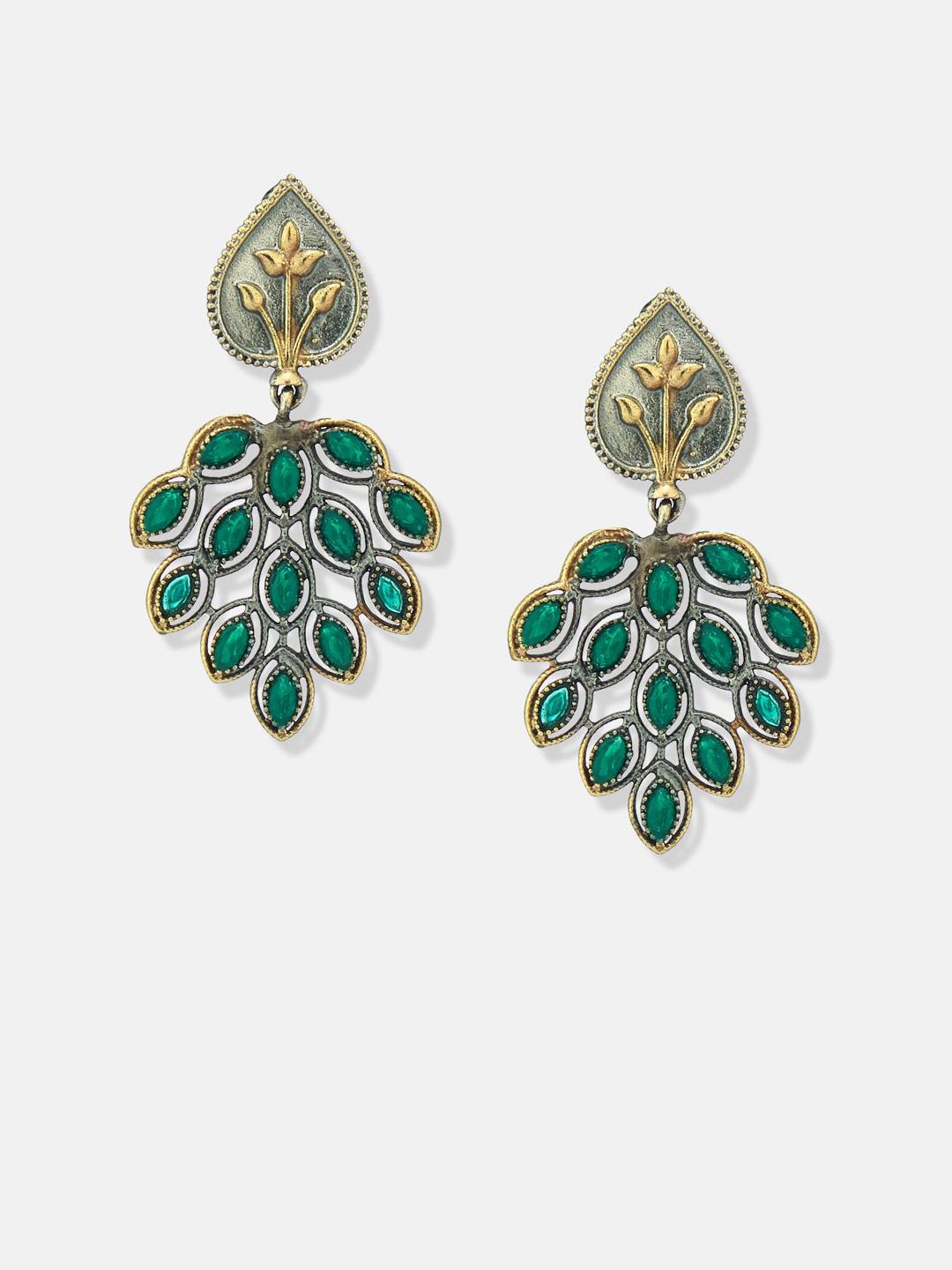 ATIBELLE Set Of 2 Gold-Plated Artificial Beads Beaded Contemporary Drop Earrings
