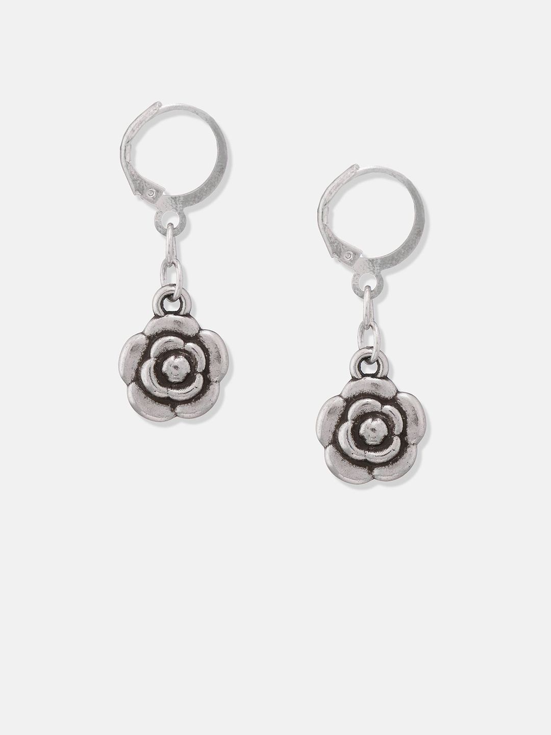 ATIBELLE Set Of 3 Silver-Plated Artificial Stones Studded & Beads Beaded Drop Earrings
