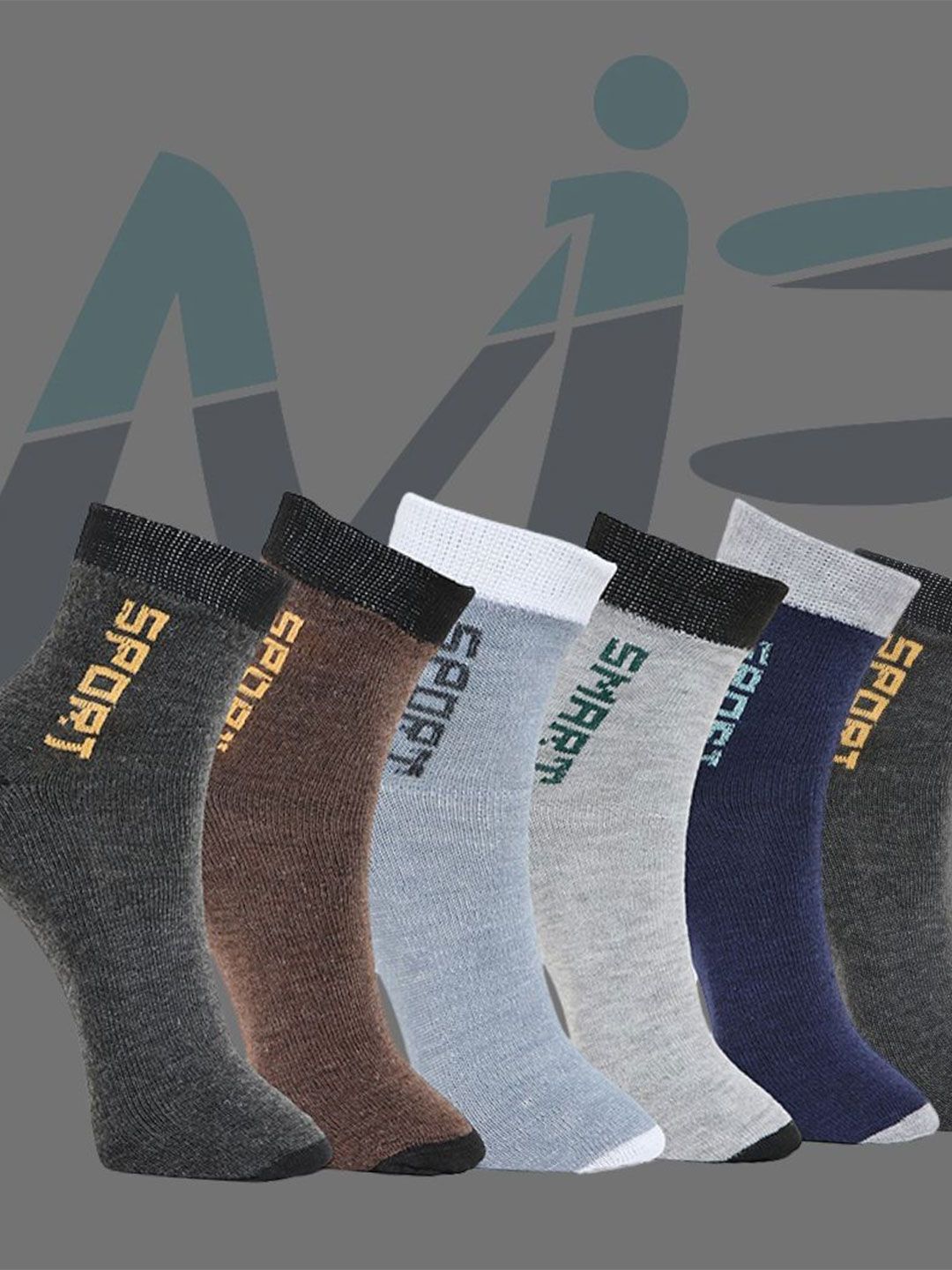 MJE 6-Pcs Patterned Anti-Bacterial Cotton Ankle Length Socks-picture-16