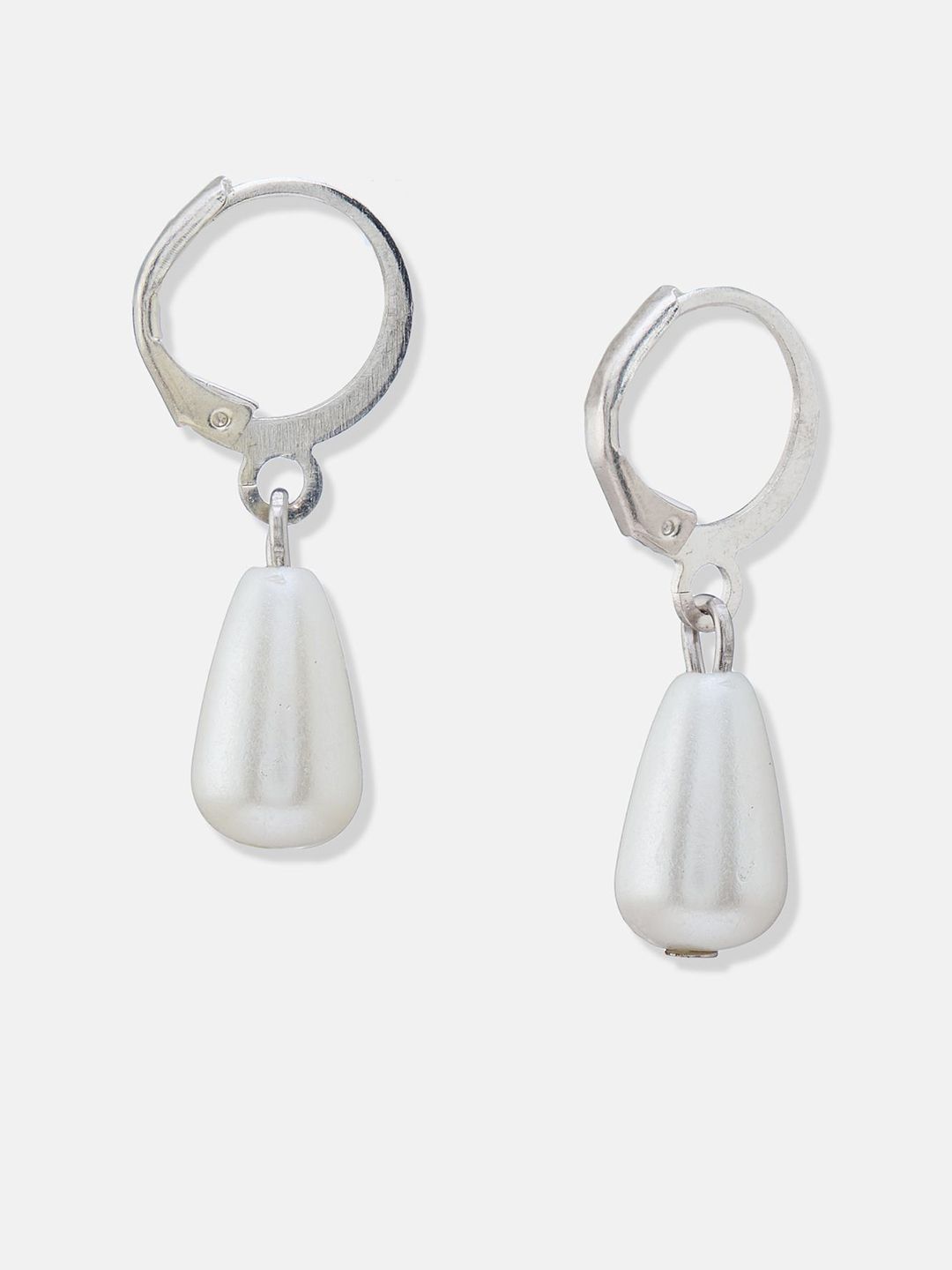 ATIBELLE Set Of 3 Silver-Plated Artificial Beads Beaded Drop Earrings