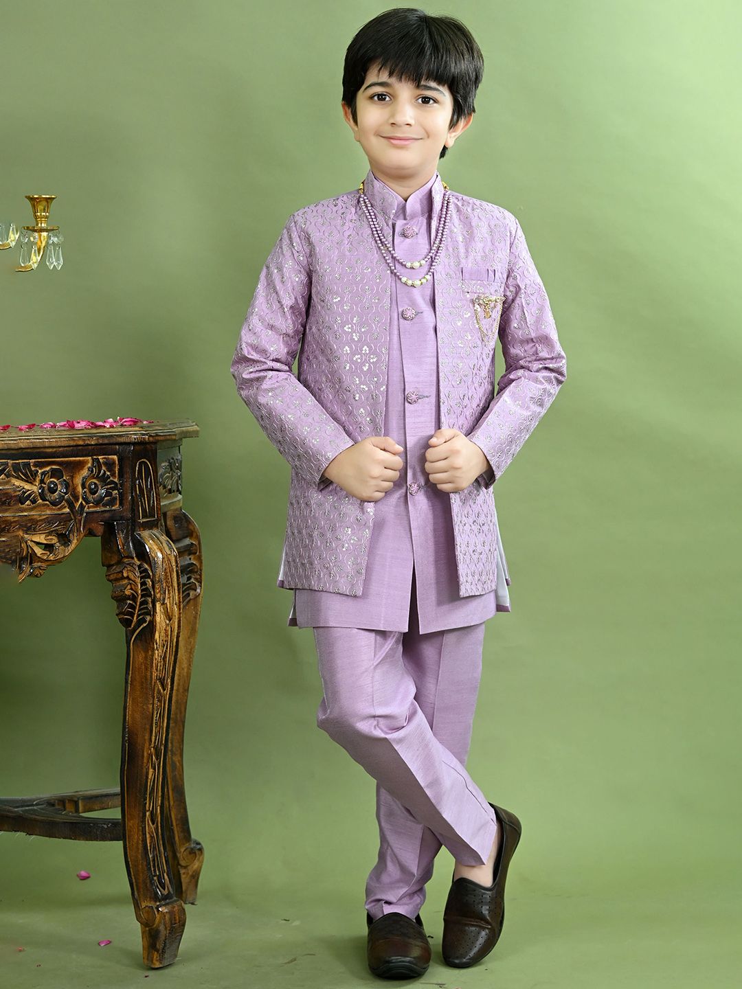 BT DEZINES Embroidered Sequined Sherwani Shrug Set-picture-39