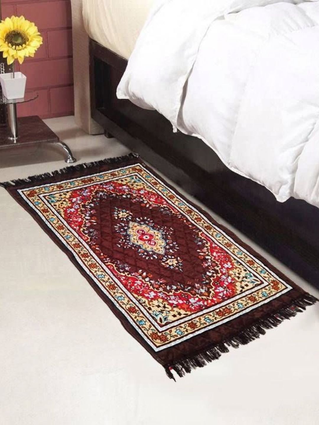 AAZEEM Brown & Red Ethnic Motifs Floor Mat-picture-21