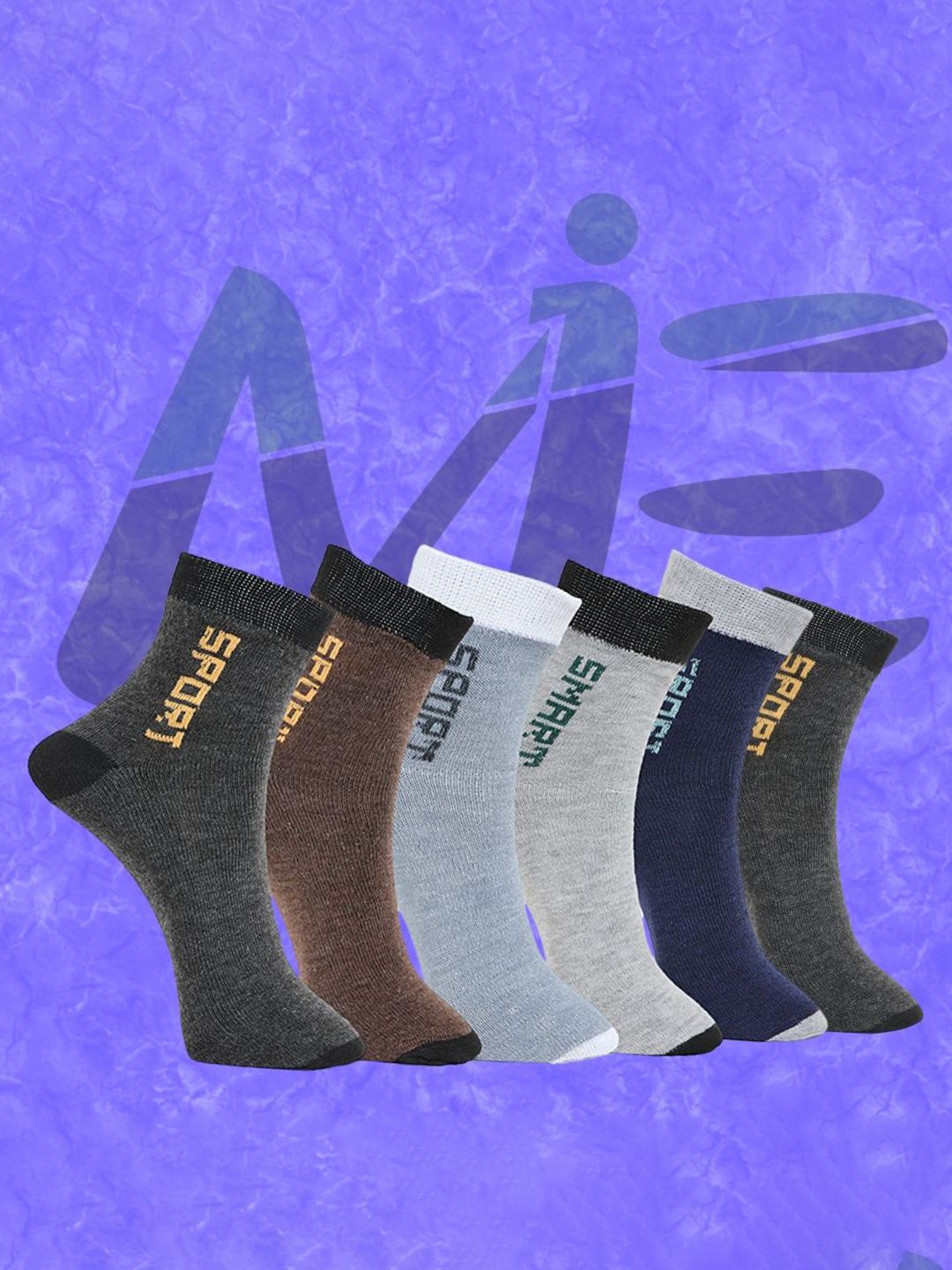 MJE Pack Of 6 Patterned Cotton Ankle Length Socks-image-44
