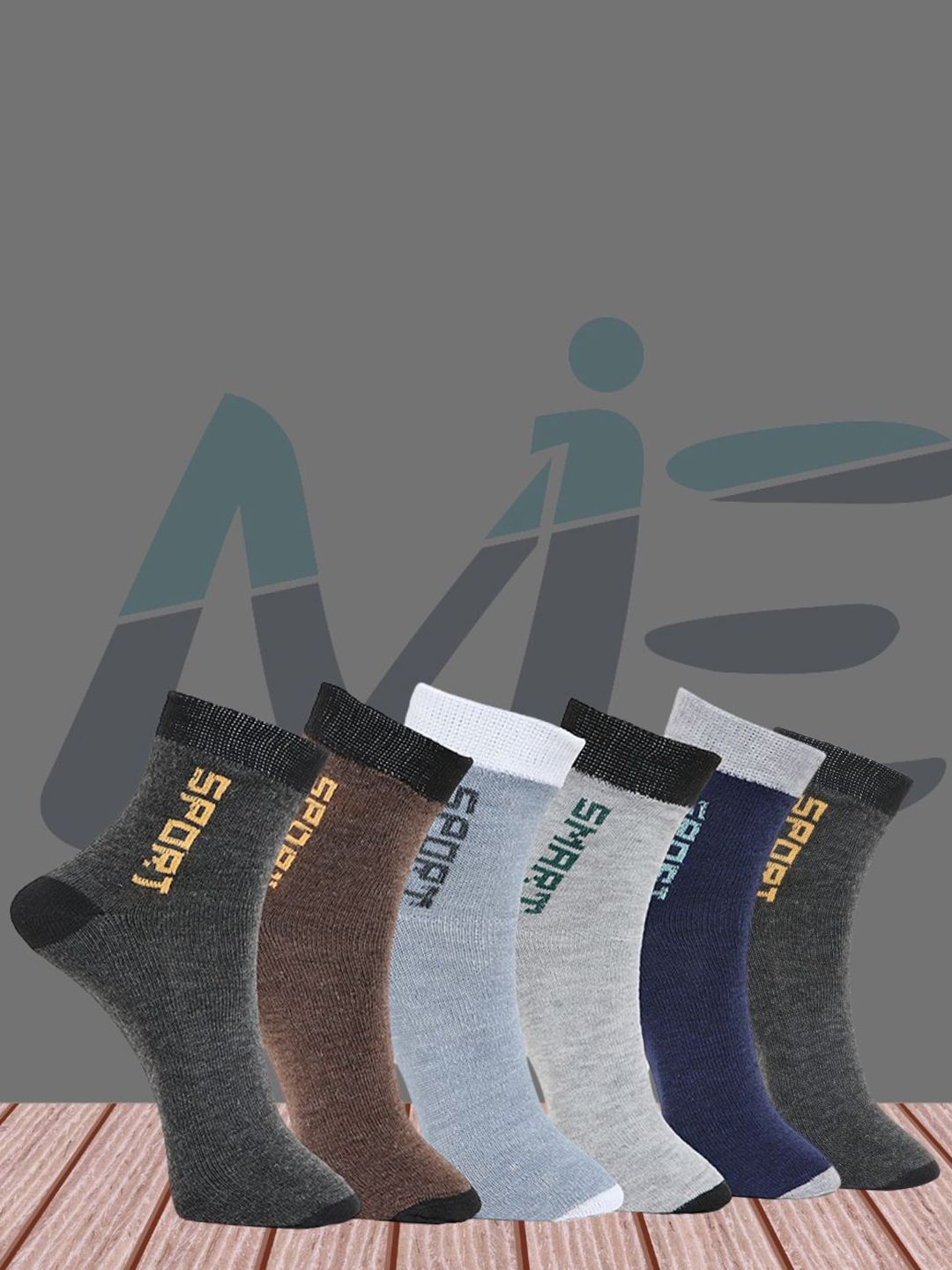 MJE Pack Of 6 Patterned Cotton Ankle Length Socks-picture-21
