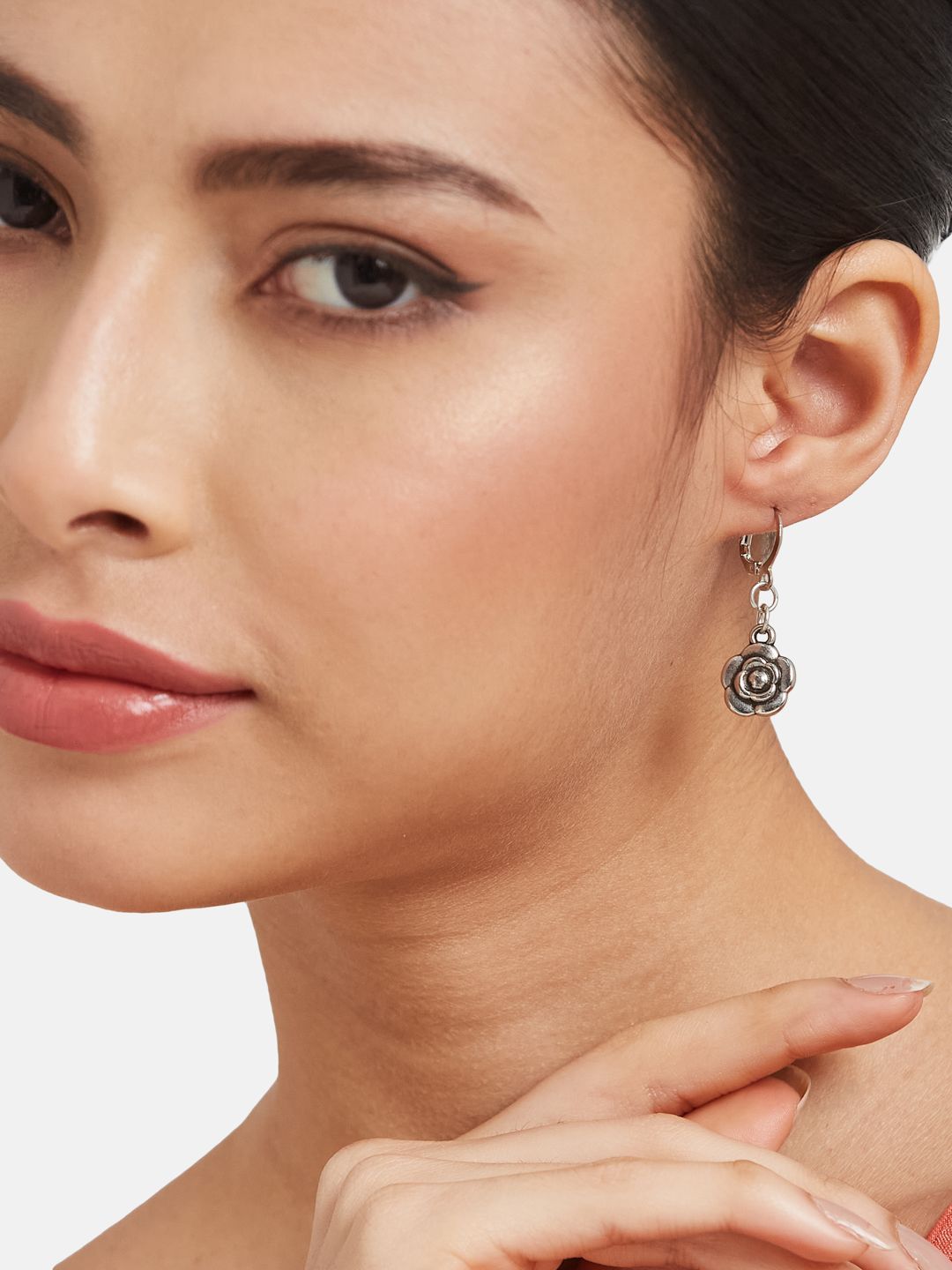 ATIBELLE Set Of 3 Silver-Plated Artificial Stones Studded & Beads Beaded Drop Earrings