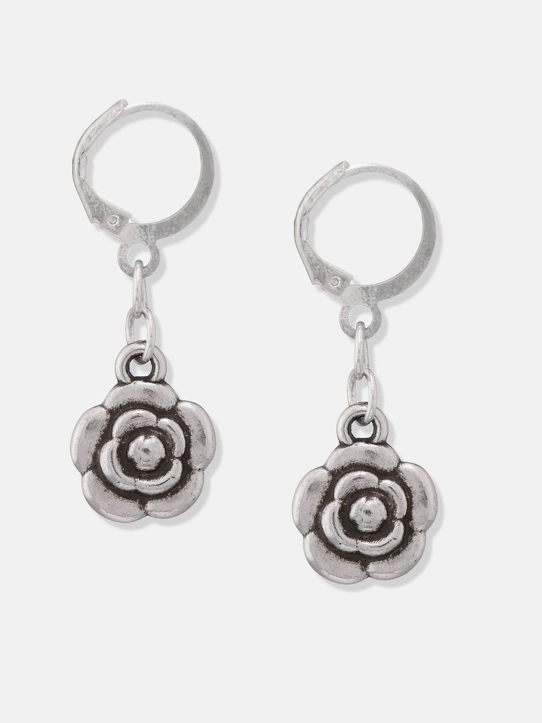 ATIBELLE Set Of 3 Silver-Plated Artificial Stones Studded & Beads Beaded Drop Earrings