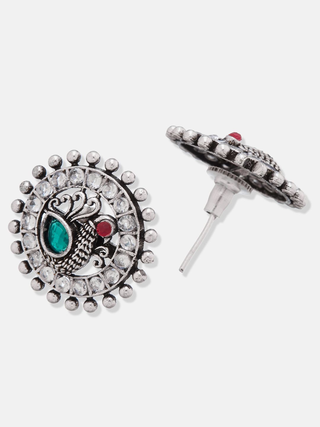 ATIBELLE Set Of 3 German Silver Plated Artificial Stones Studded Teardrop Drop Earrings