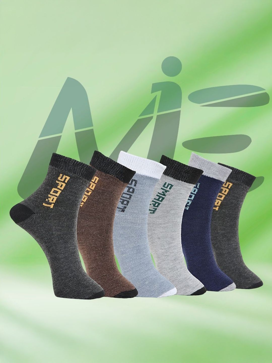 MJE Pack Of 6 Patterned Cotton Ankle Length Socks-picture-26