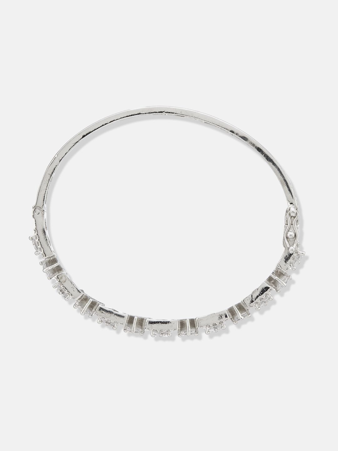 ATIBELLE SeOf 2 Silver-Plated Cubic Zirconia Studded Bangle-Style Bracelet