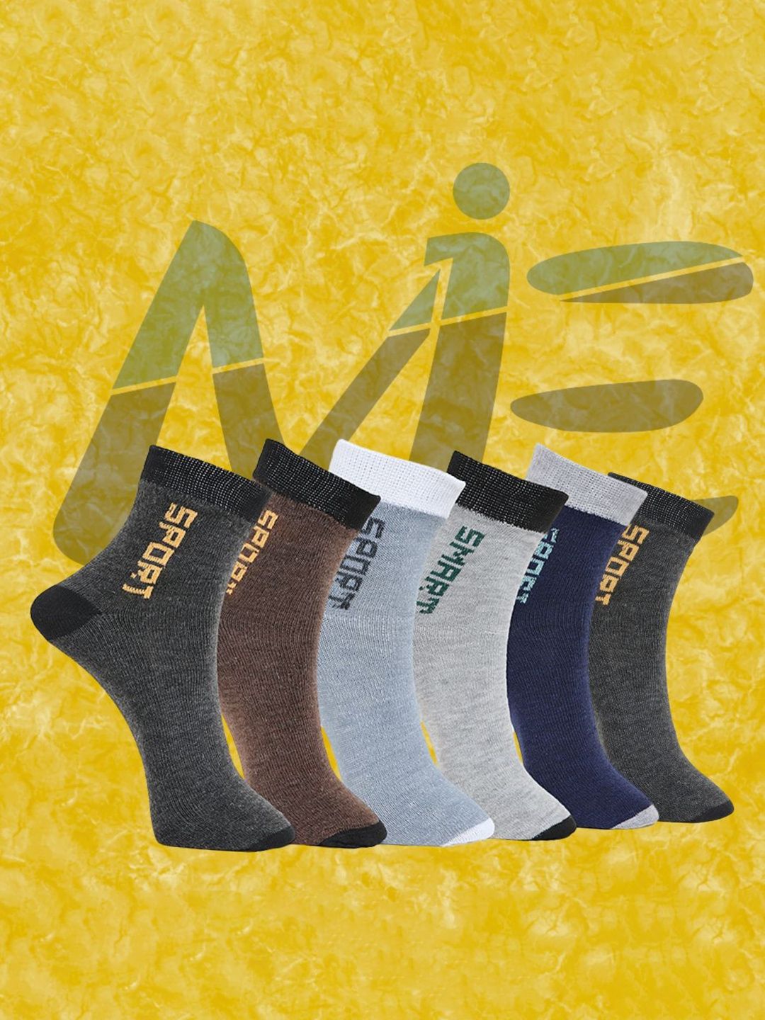 MJE Pack Of 6 Patterned Cotton Ankle Length Socks-picture-53