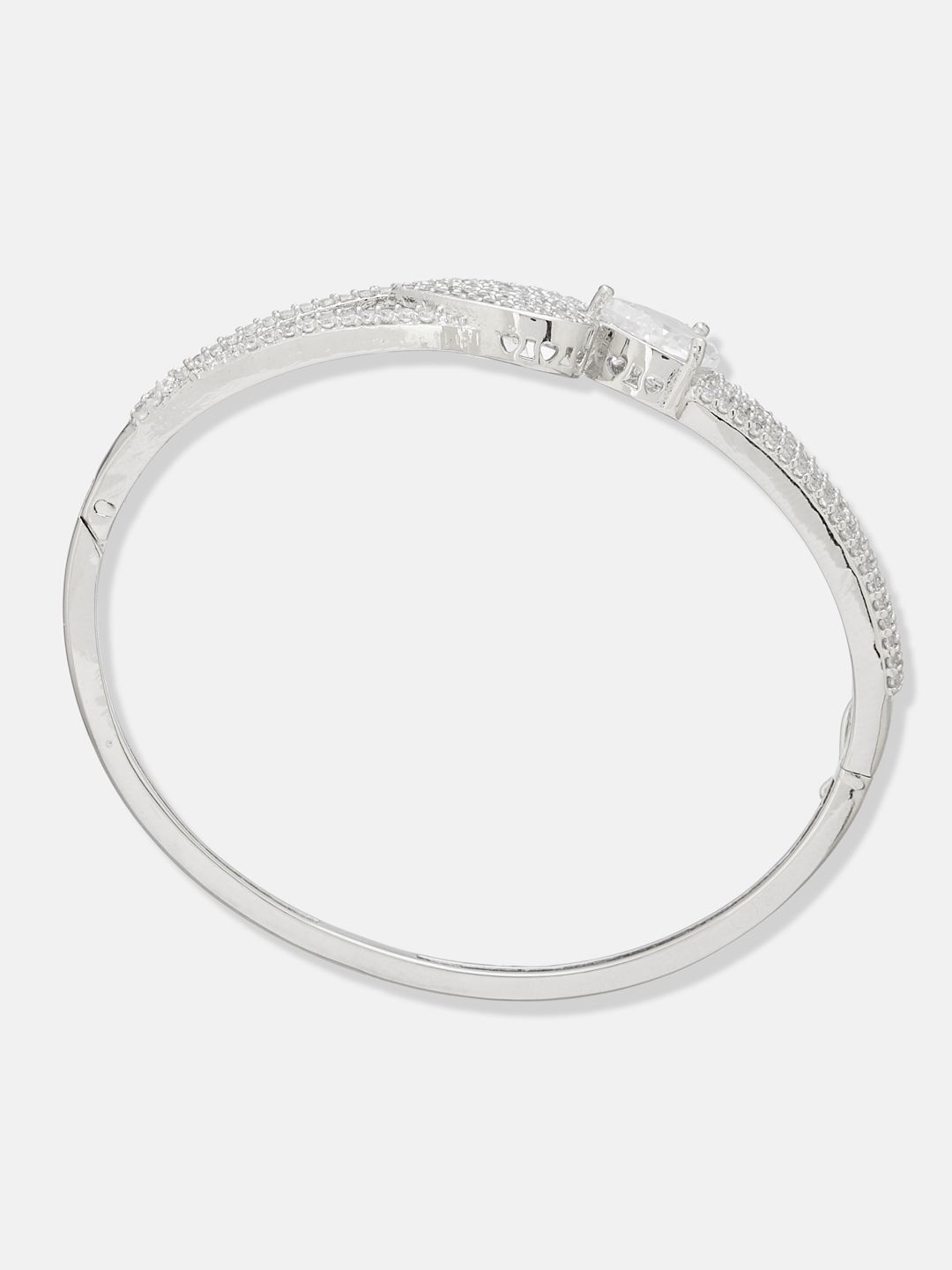 ATIBELLE SeOf 2 Silver-Plated Cubic Zirconia Studded Bangle-Style Bracelet