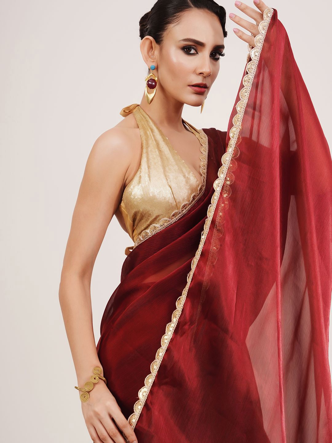 Kalista Women Embeellished Sequinned Organza Saree-picture-25