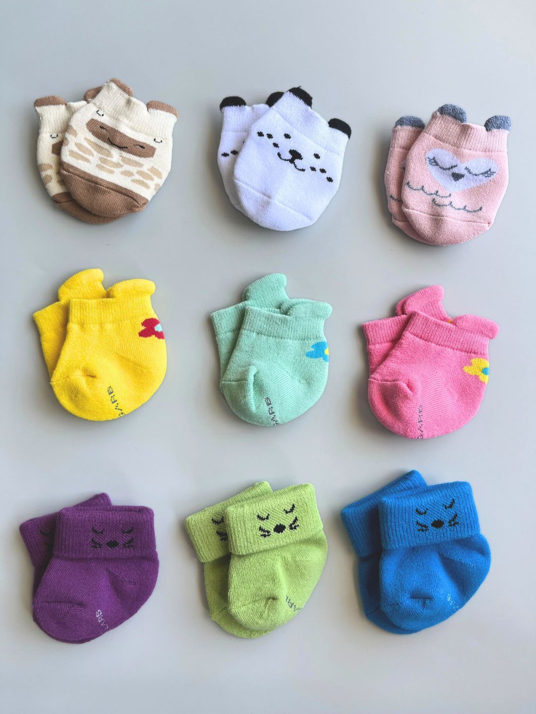 AIR GARB Infants Pack Of 9 Printed Ankle-Length Socks