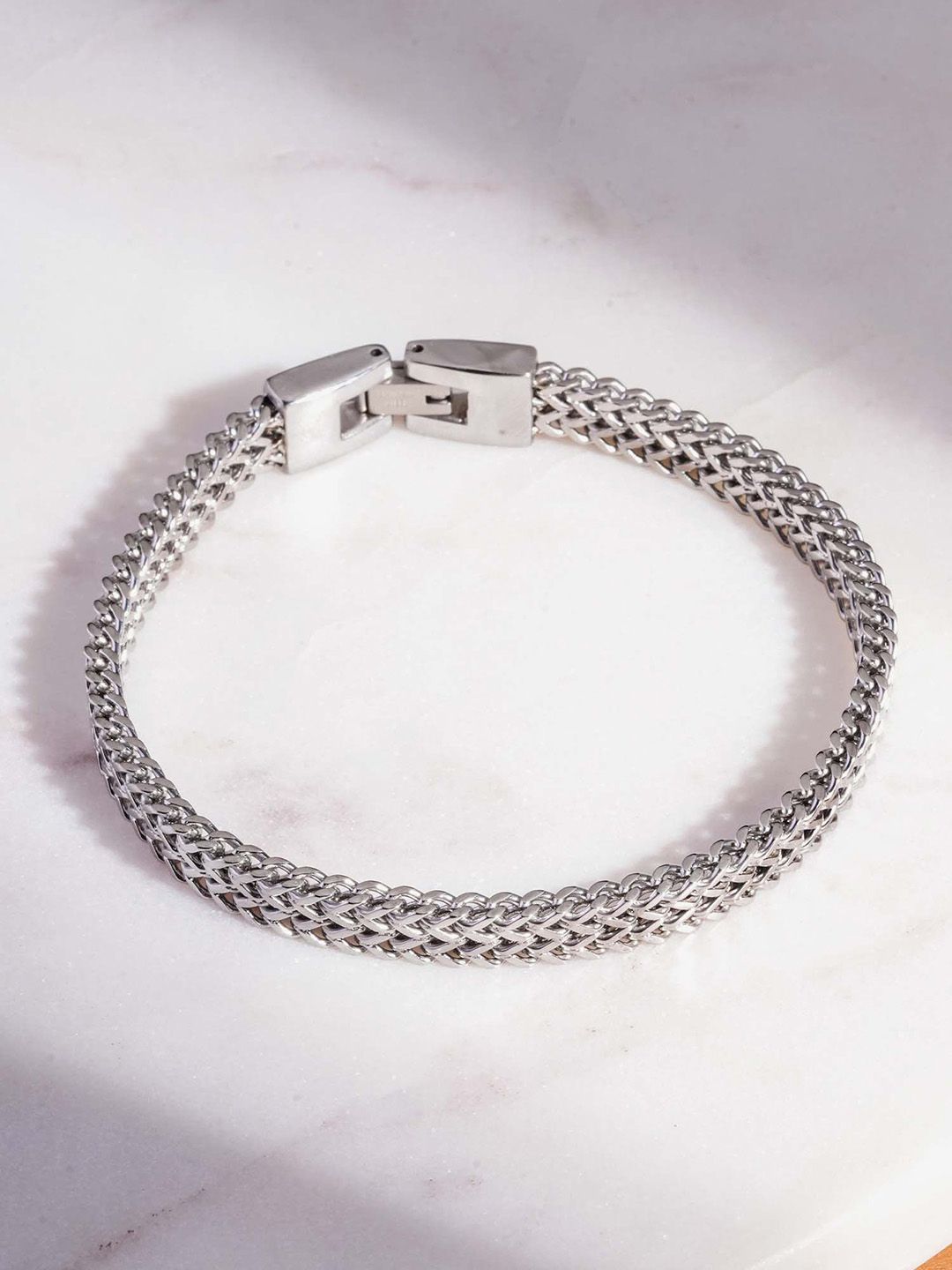 PALMONAS Men Rhodium-Plated Stainless Steel Waterproof Wraparound Bracelet-picture-45