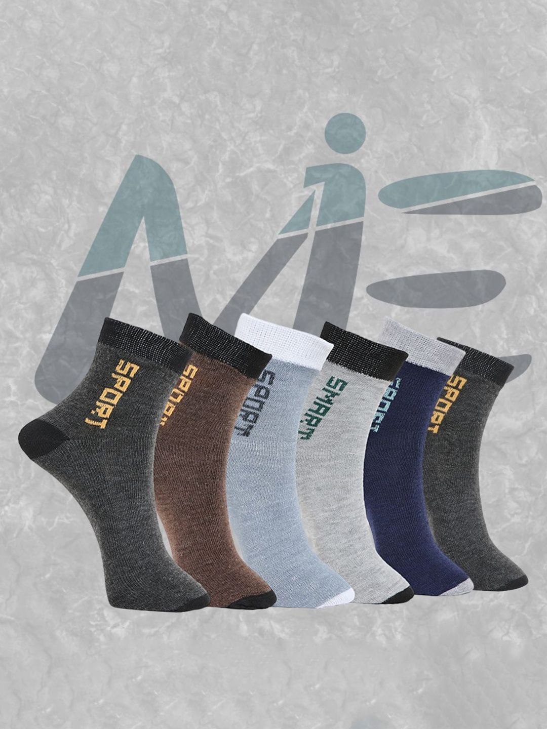 MJE Pack Of 6 Patterned Cotton Ankle Length Socks-picture-48