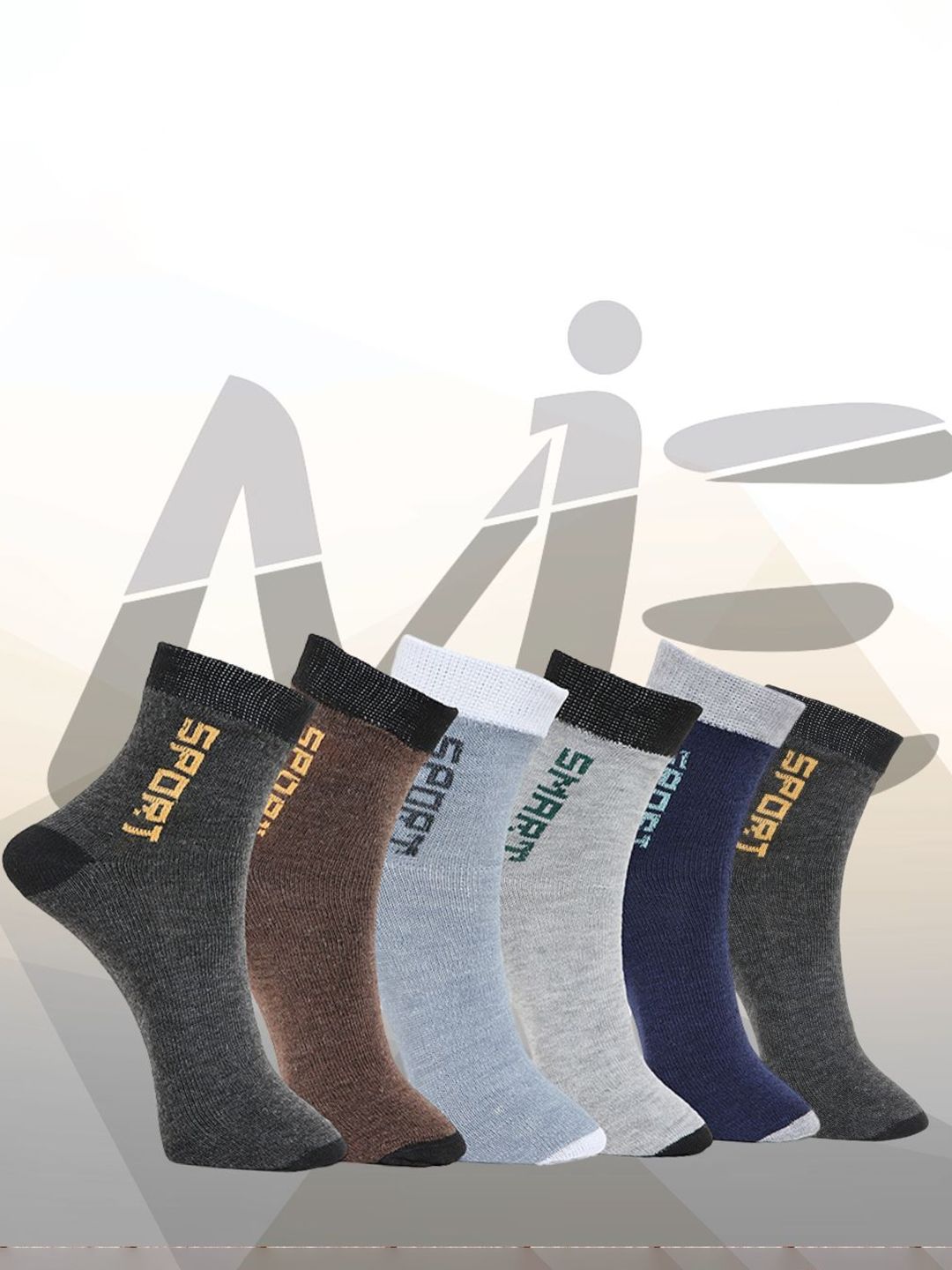 MJE Pack Of 6 Patterned Cotton Ankle Length Socks-picture-40