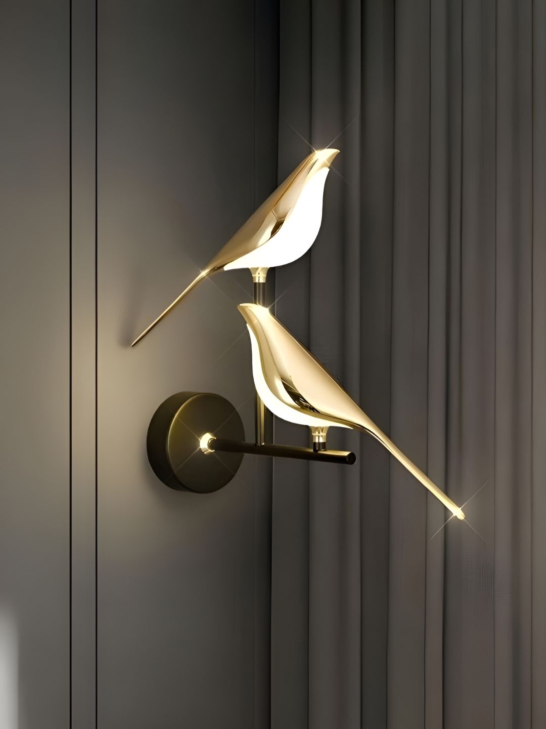 Lyse Decor Gold Toned & White Contemporary Bird Shaped Wall Lamp