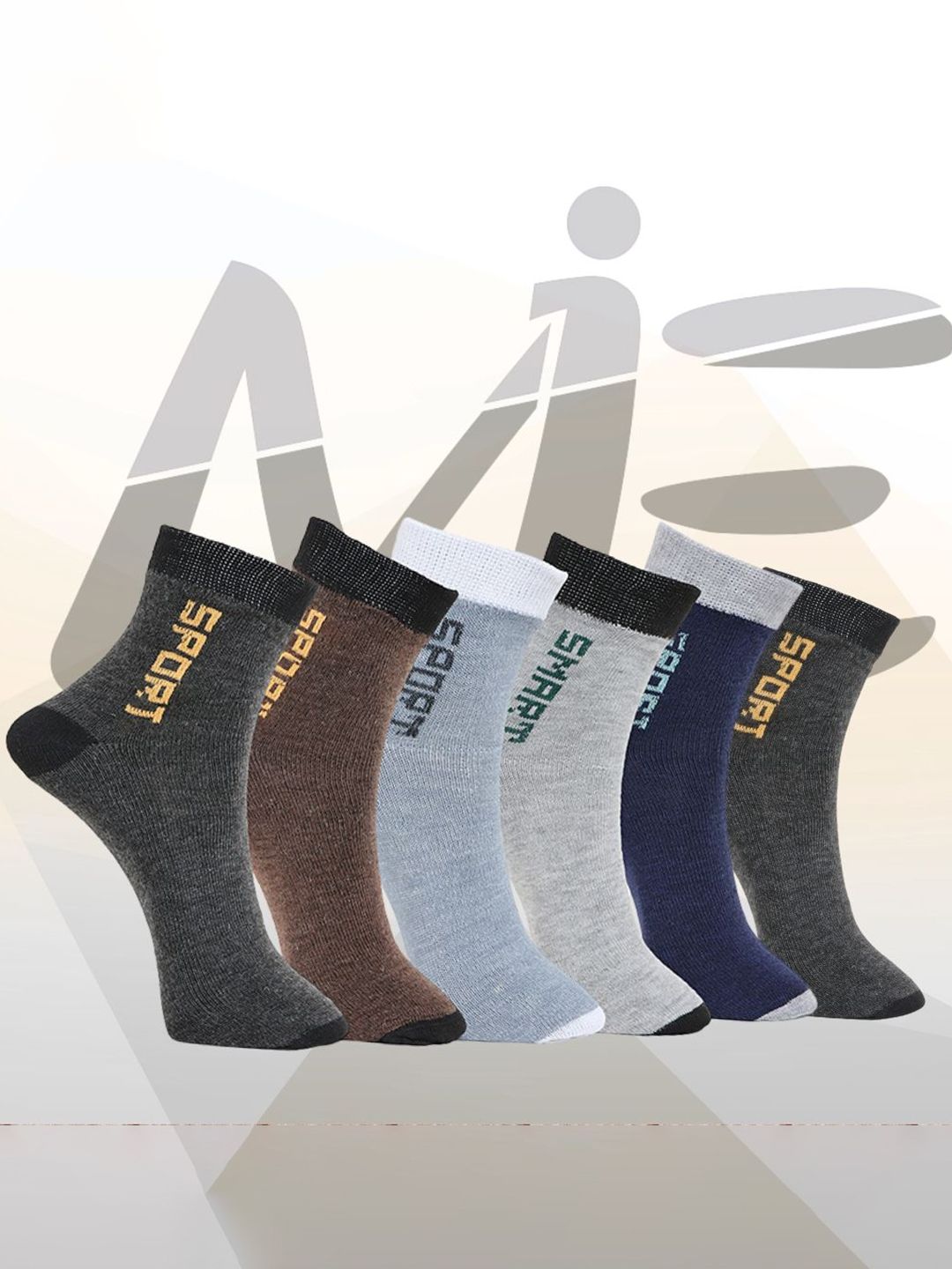 MJE Pack Of 6 Patterned Cotton Ankle Length Socks-image-46