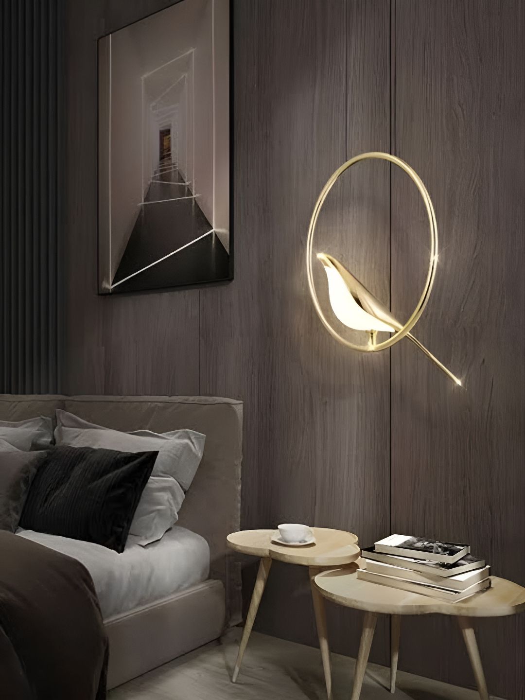 Lyse Decor Gold Toned & White Contemporary Bird Shaped Hanging Ceiling Lamp-picture-55