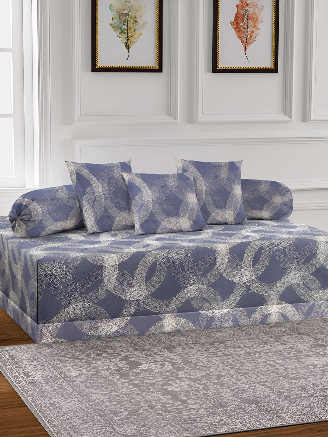 Aura Set of 6 Grey Geometric Printed Superfine Diwan Set-picture-57