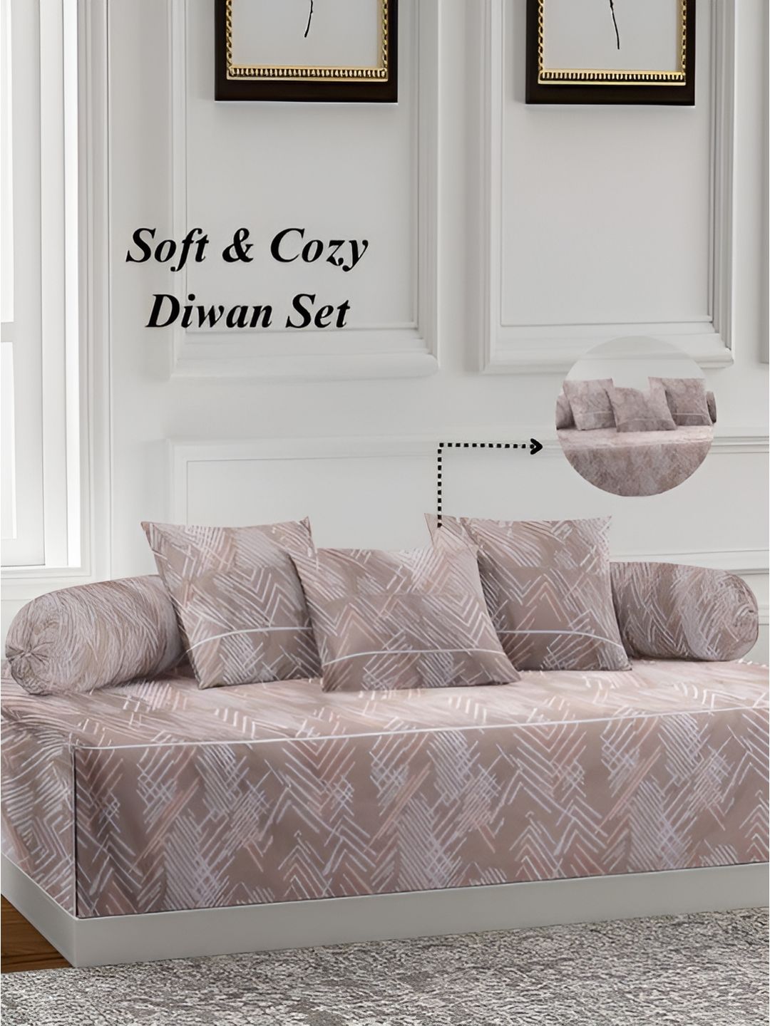 Aura 6-Pcs Brown Stripes Printed Diwan Set-image-32