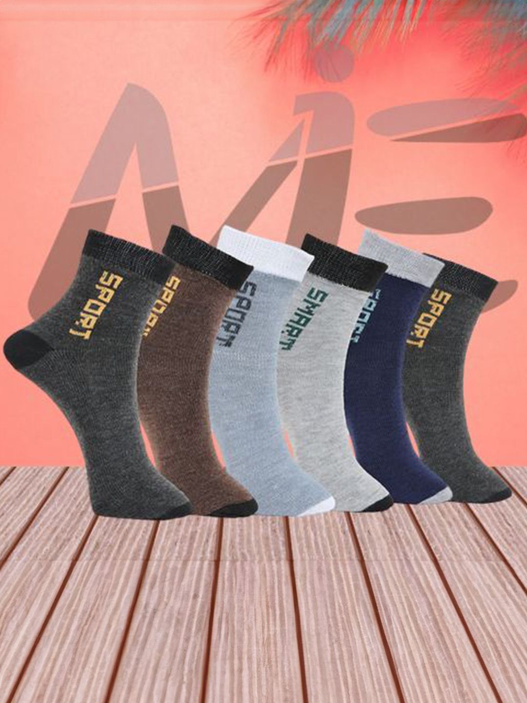 MJE Pack Of 6 Patterned Cotton Ankle Length Socks-image-45