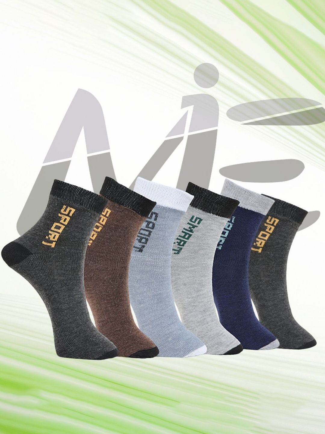 MJE Pack Of 6 Patterned Cotton Ankle Length Socks-picture-12