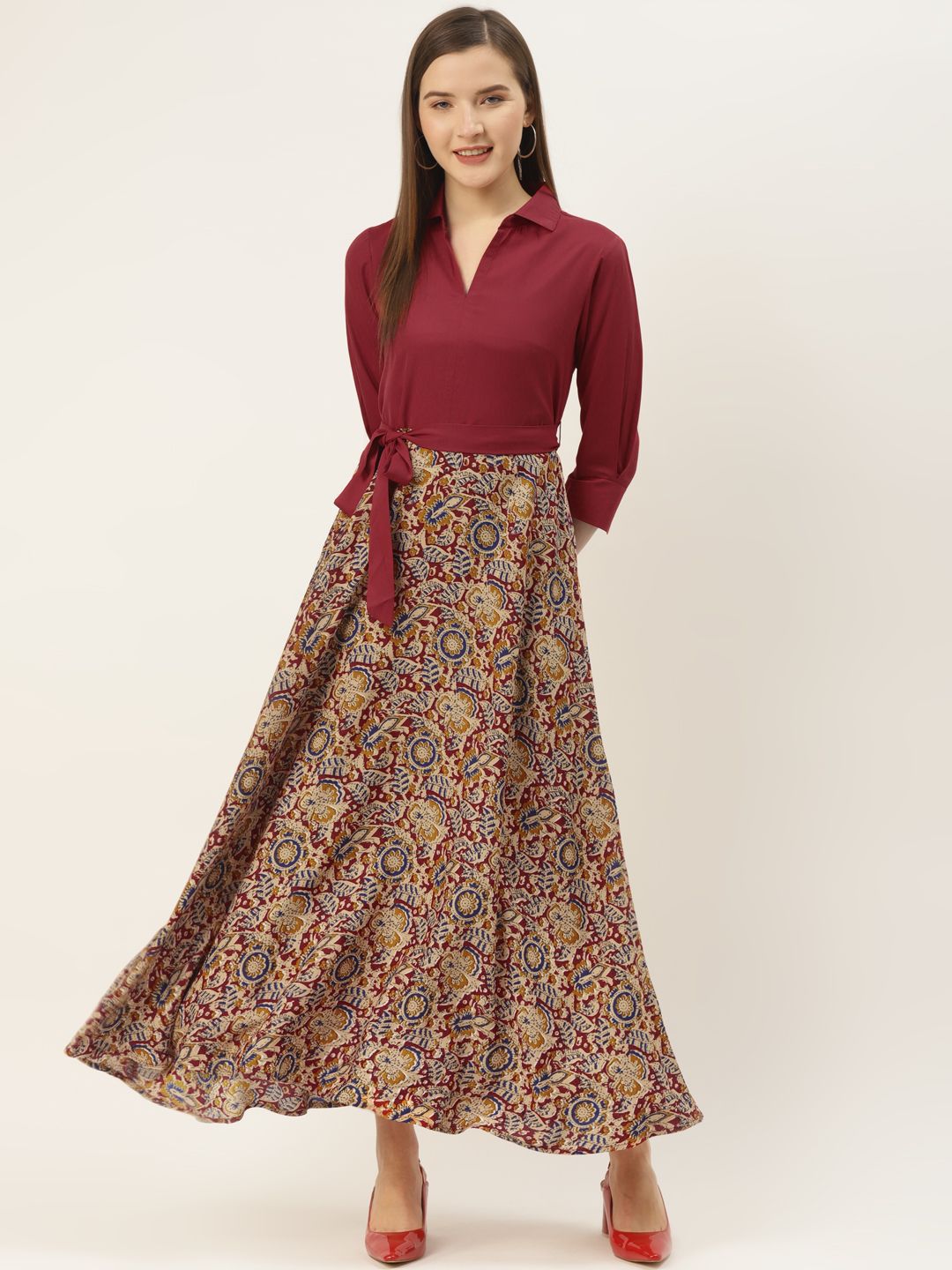 Mast & Harbour Floral Printed Crepe A-Line Maxi Dress-picture-31