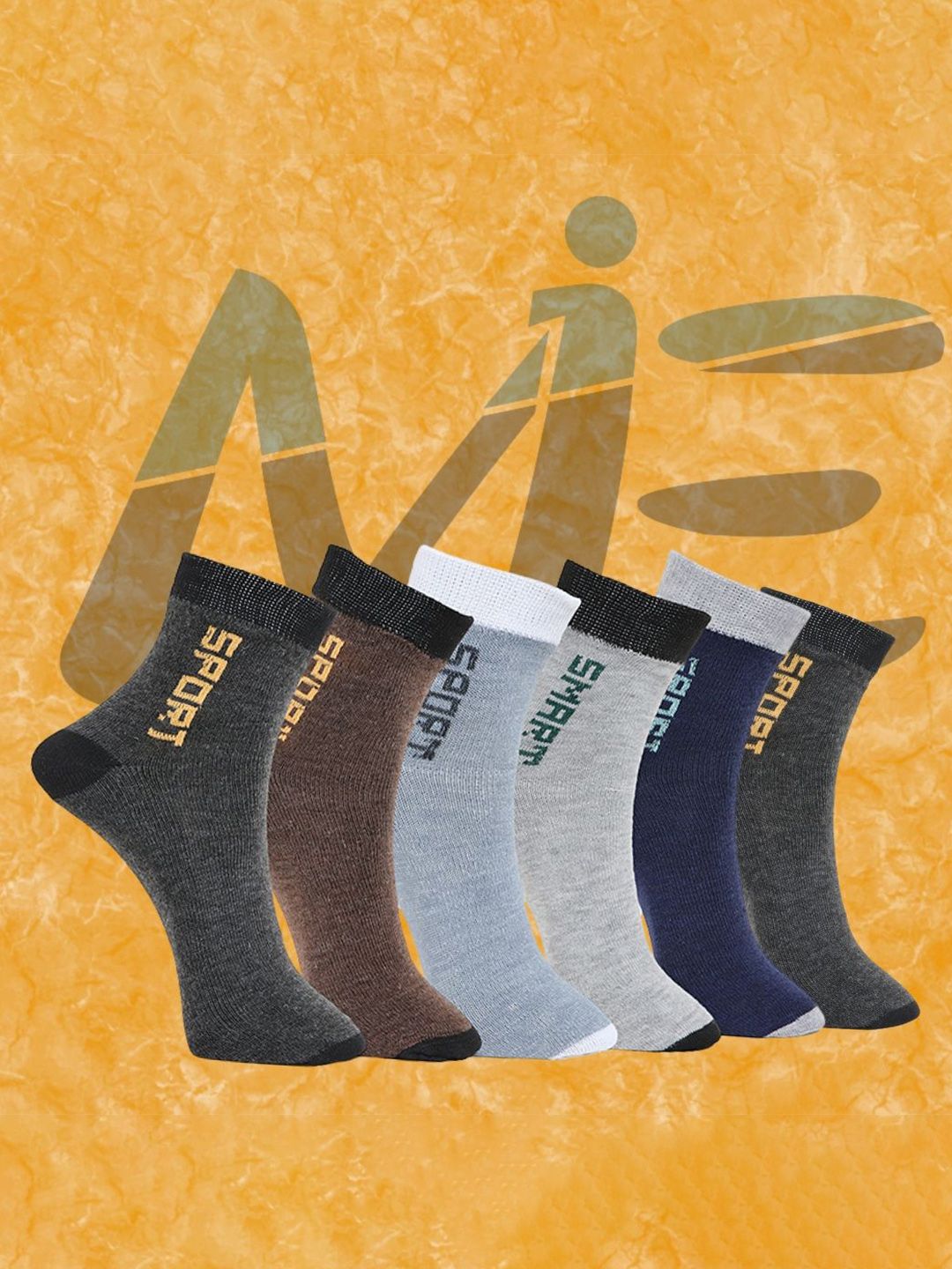 MJE Pack Of 6 Patterned Cotton Ankle Length Socks-picture-41