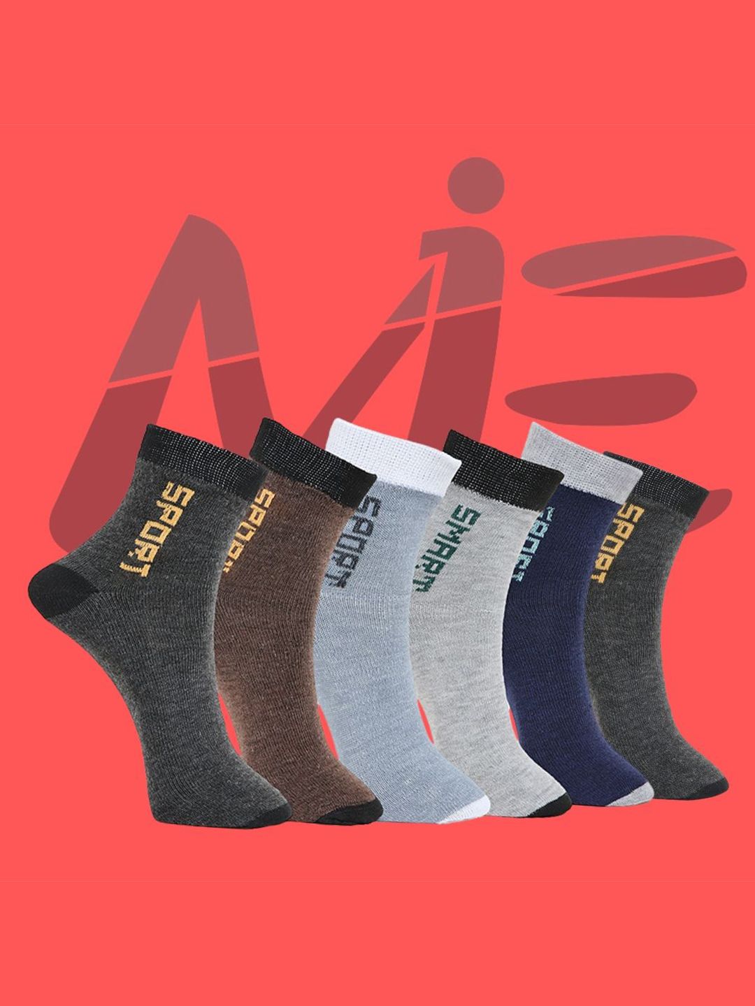 MJE Pack Of 6 Patterned Cotton Ankle Length Socks-image-35