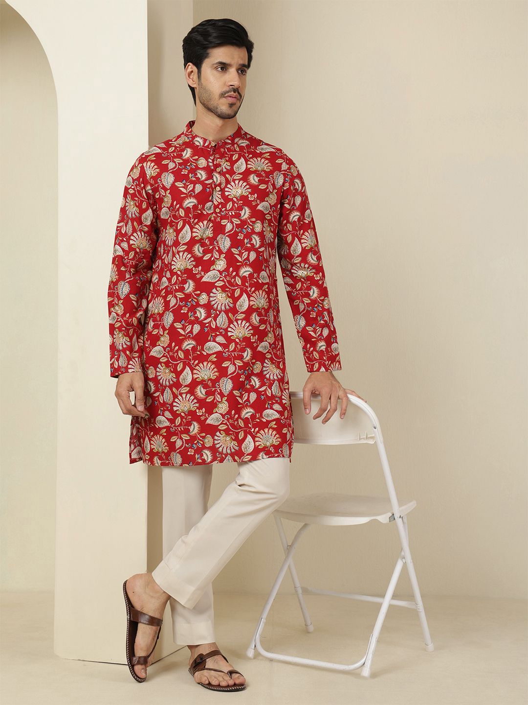 Anouk Men Floral Printed Festive Straight Kurtas-picture-34