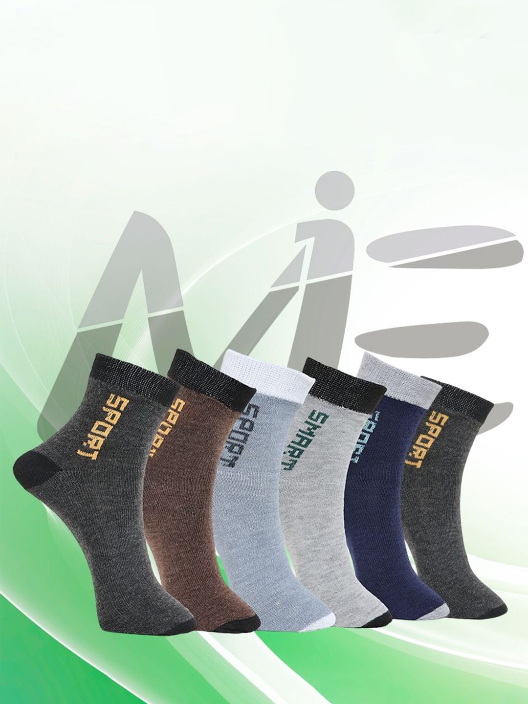 MJE Pack Of 6 Patterned Cotton Ankle Length Socks-picture-42