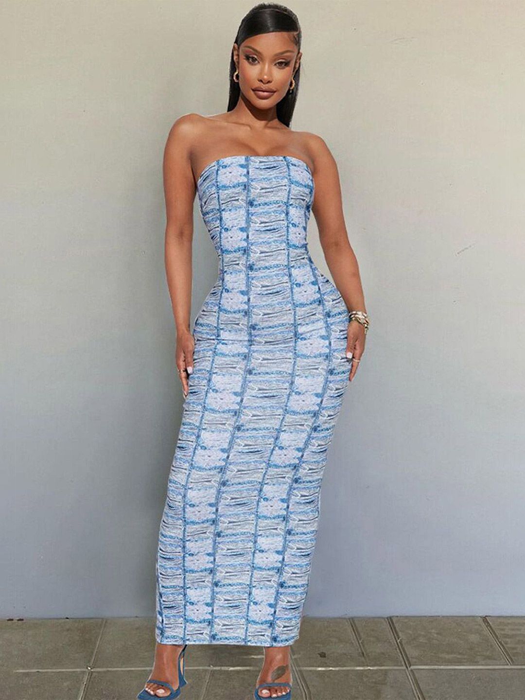 LULU & SKY Women Strapless Tie And Dye Maxi Dress-image-2