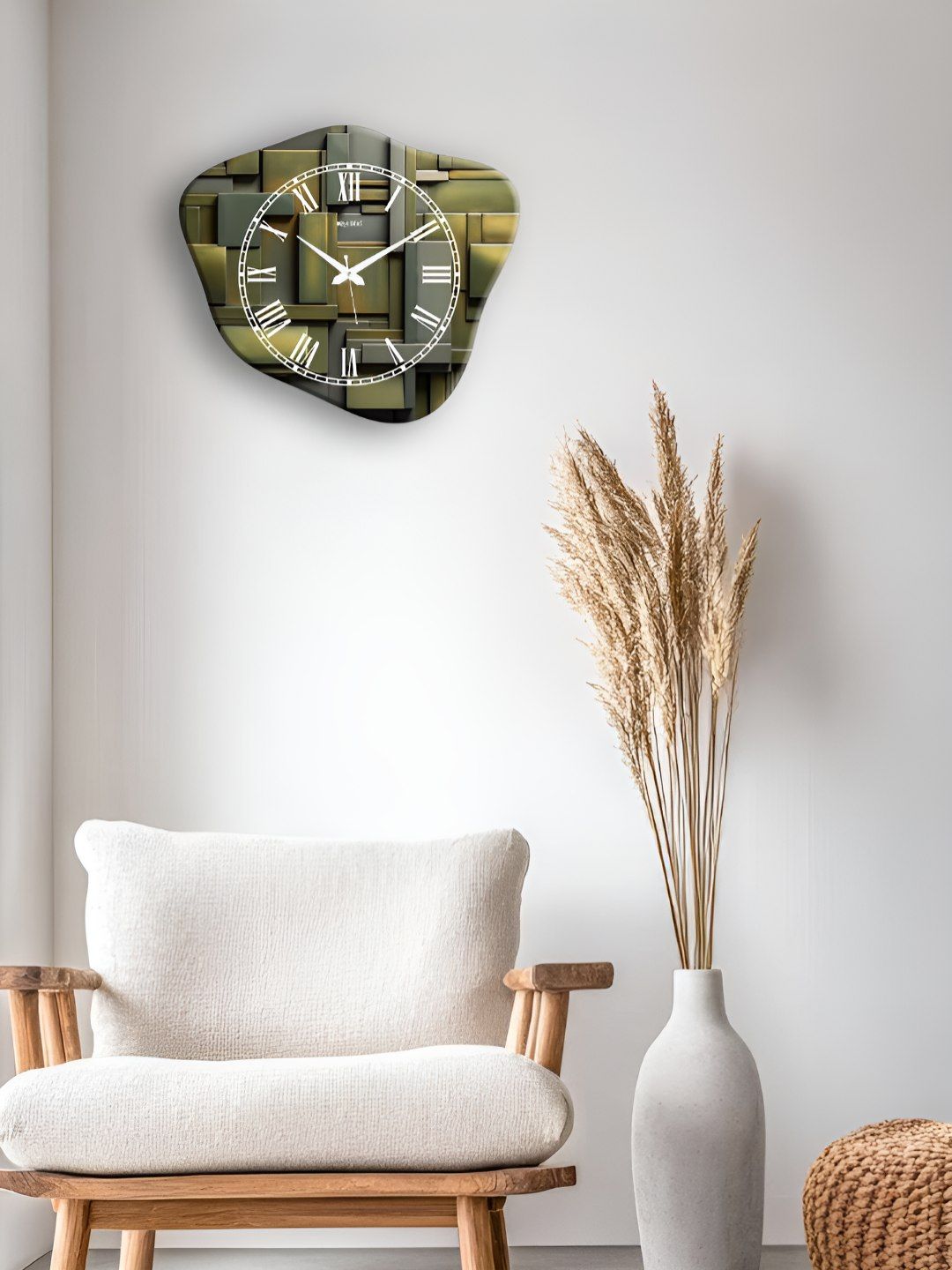 OLIVE TREE Grey & White Printed Wooden Contemporary Wall Clock-picture-29