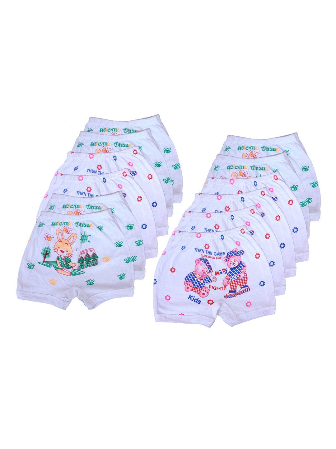 VastraMilap Kids Unisex Pack of 12 Printed Pure Cotton Briefs-picture-17