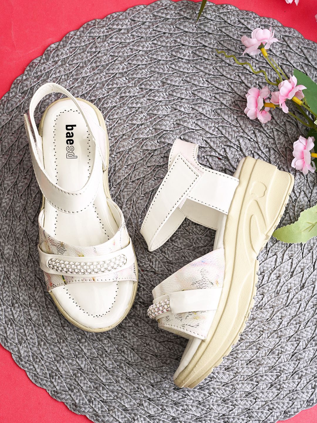 BAESD Girls Embellished Flatform Heel Sandals with Ethnic - Embellished-picture-27