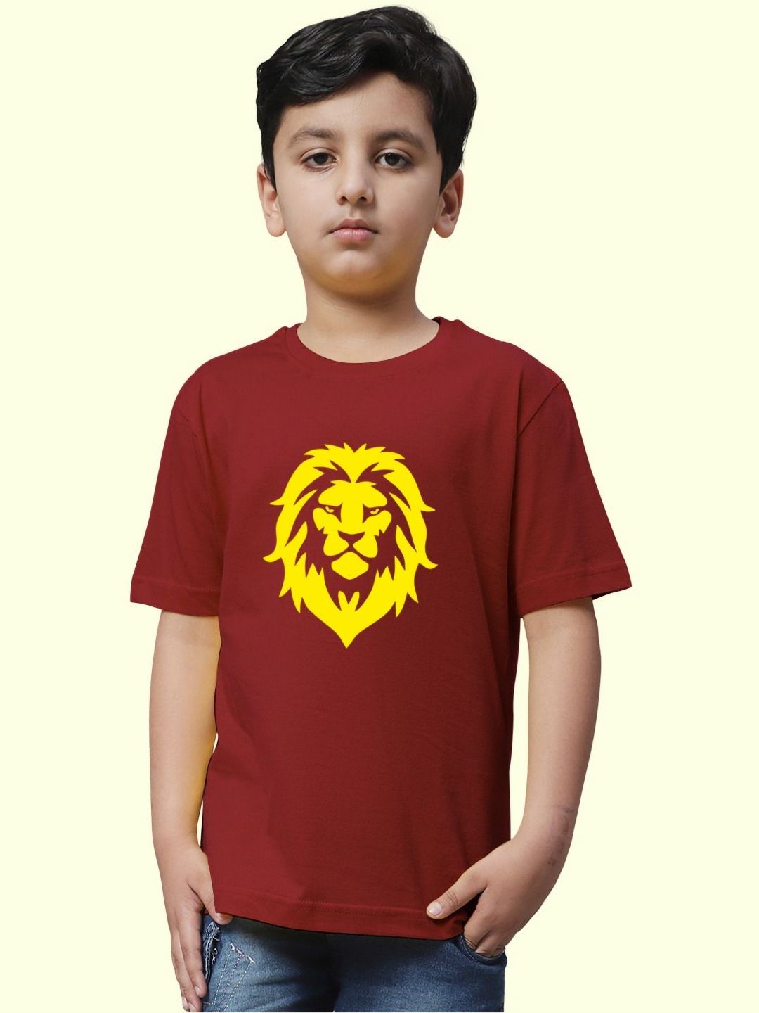 Friskers Boys Lion Printed Round Neck Short Sleeves Pure Cotton T-Shirt-picture-23