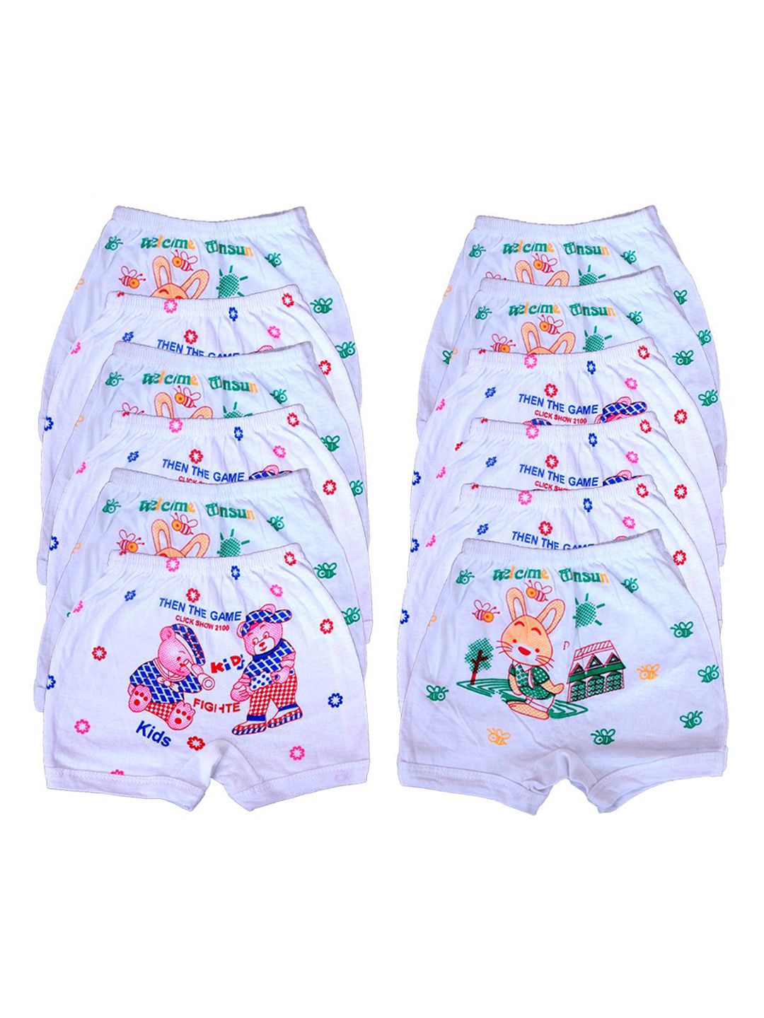 VastraMilap Kids Unisex Pack of 12 Printed Pure Cotton Briefs-picture-18