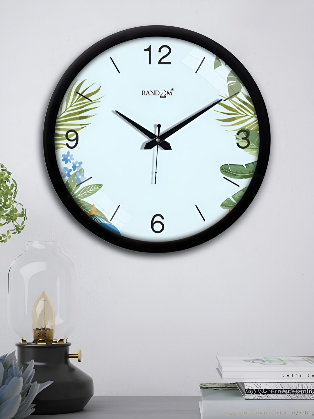 RANDOM Blue & Green Printed Round Shaped Contemporary Wall Clock-picture-24