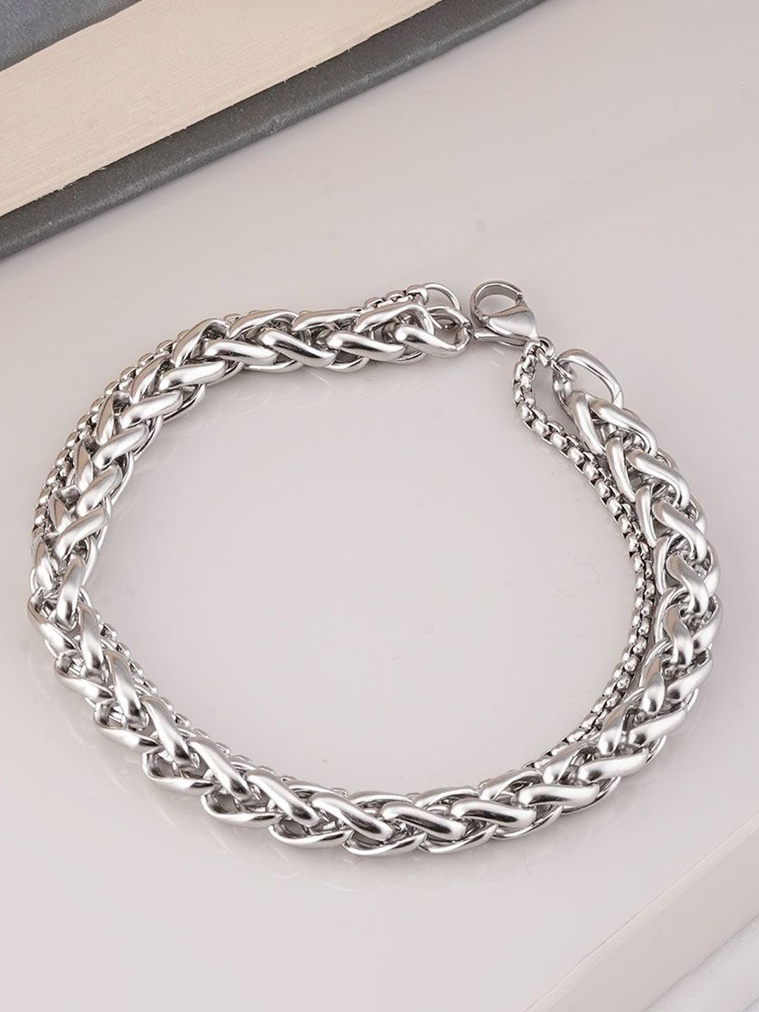 PALMONAS Men Rhodium-Plated Link Bracelet-picture-13