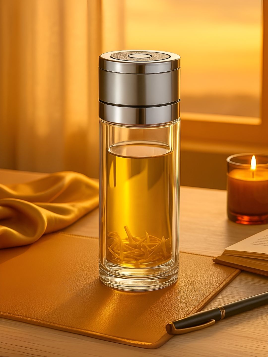 Myntra Elegant Homes Transparent Single Glass Solid Double Wall Vacuum Water Bottle-picture-11