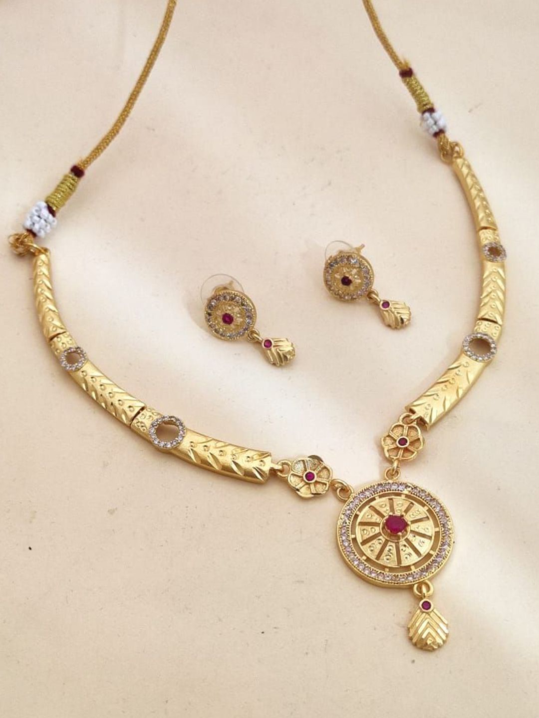 DEWENWILS Gold-Plated Stones Studded & Beaded Jewellery Set-picture-29