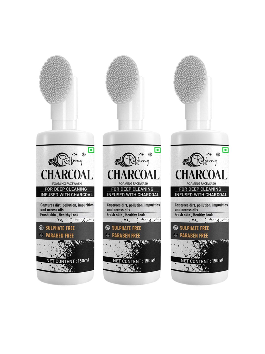 riffway Set Of 3 Charcoal Foaming Face Wash For Deep Cleansing - 150 ml Each-picture-11